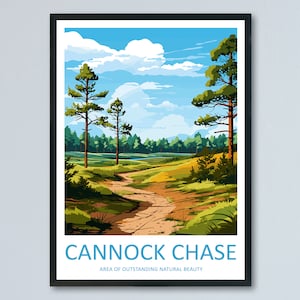 Cannock Chase Travel Print Wall Art Cannock Chase Wall Hanging Home Decor Cannock Chase Gift Art Lovers Wall Art AONB Print