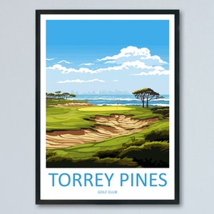 Impresión de viaje del campo de golf Torrey Pines, arte de pared, colgante de pared del campo de golf Torrey Pines, decoración para el hogar, regalo del campo de golf Torrey Pines, amantes del arte