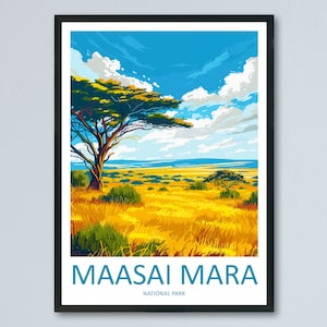Masai Mara Travel Print Wall Art Masai Mara Wall Hanging Home Décor Masai Mara Gift Art Lovers Kenya Art Lover Gift Kenya Travel Print