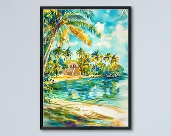 Poster acquerello del Belize Arte murale Belize Arazzo da parete Arredamento per la casa Belize Regalo per amanti dell'arte Belize Regalo per amanti dell'arte Belize Arte murale