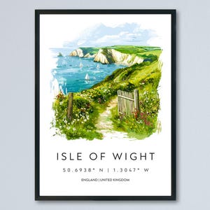 Isle of Wight Watercolor Poster Isle of Wight Travel Print Wall Art Seaside Painting Isle of Wight Souvenir UK Decor
