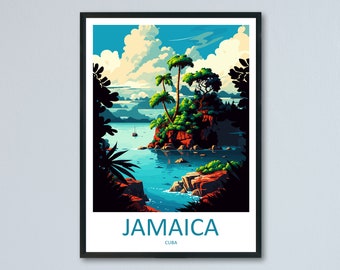Jamaica Travel Print Wall Art Jamaica Wall Hanging Home Decor Jamaica Gift Art Lovers Wall Art Caribbean Travel Print Poster Gift