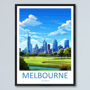 Impressão de viagem em Melbourne Arte de parede em Melbourne Decoração de casa para pendurar na parede Presente de Melbourne Amantes da arte Arte de parede Austrália Pôster Deco