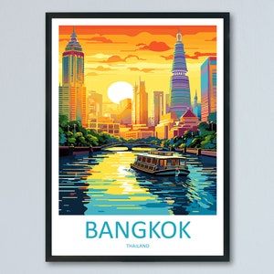 Bangkok Travel Print Wall Art Bangkok Wall Hanging Home Decor Bangkok Gift Art Lovers Wall Art Thailand Travel Print Gift Thai Travel Art