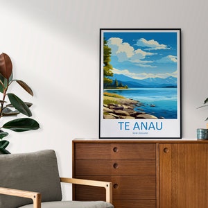 Te Anau Travel Print Wall Art Te Anau Wall Hanging Home Décor Te Anau Gift Art Lovers New Zealand Art Lover Gift Te Anau New Zealand Poster image 3