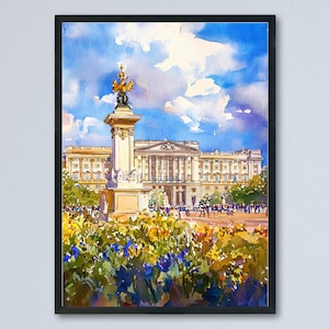 Buckingham Palace watercolor poster Wall Art Buckingham Palace Wall Hanging Home Décor Buckingham Palace Gift Art Lovers England Art