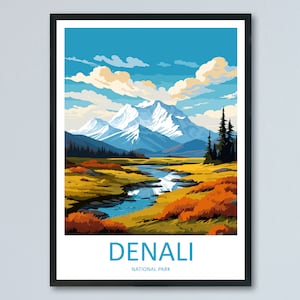 Denali National Park Travel Print Wall Art Denali Wall Hanging Home Décor Denali Gift Art Lovers Alaska Art Lover Gift Denali