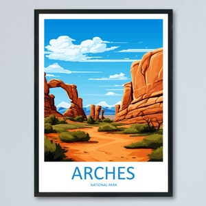Impresión de viaje del Parque Nacional Arches, arte de pared, colgante de pared del Parque Nacional Arches, decoración para el hogar, amantes del arte del Parque Nacional Arches, regalo para amantes del arte de Utah
