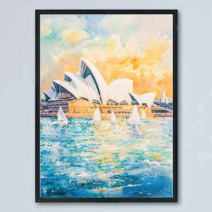 Sydney Opera House Watercolor Poster Sydney Opera House Travel Print Sydney Opera House Wall Art Sydney Opera House Painting Australia