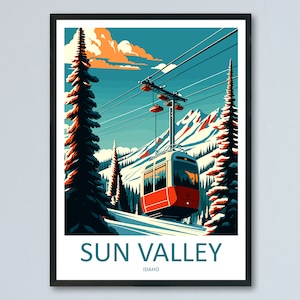 Sun Valley Travel Print Wall Art Sun Valley Wall Hanging Home Décor Sun Valley Gift Art Lovers Ski Art Lover Gift Sun Valley Print Skiing