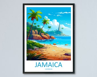 Jamaica Travel Print Wall Art Jamaica Wall Hanging Home Décor Jamaica Gift Art Lovers Wall Art Caribbean Travel Print Poster Gift