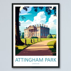 Attingham Park Reise-Druck Wandkunst Attingham Park Wandbehang Dekoration Attingham Park Geschenk Kunstliebhaber Wand Kunst Druck Kunst