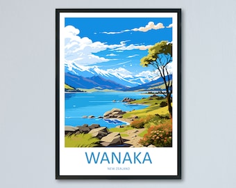 Impresión de viaje de Wanaka Arte de pared Colgante de pared de Wanaka Decoración del hogar Regalo de Wanaka Amantes del arte Regalo para amantes del arte de Nueva Zelanda Impresión Arte de Wanaka Nueva Zelanda