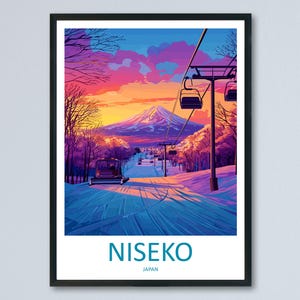 Niseko Travel Poster Japan Wall Art Mountain Resort Print Snowy Landscape Illustration Hokkaido Decor Niseko Gift Souvenir Scene
