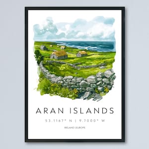 Aran Islands Watercolor Poster Wall Art Aran Islands Wall Decor Home Décor Aran Islands Gift Ireland Art Lover Gift, Travel Souvenir Print