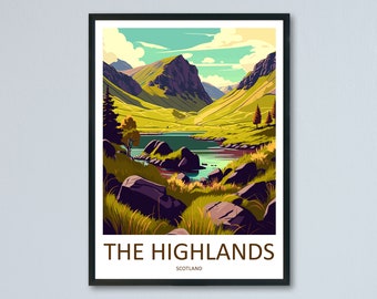 Schottisches Hochland Reise-Druck Highlands Home Dekor Schottisches Hochland Kunstdruck Highlands Wanddruck Für schottisches Geschenk für Schottland-Wand
