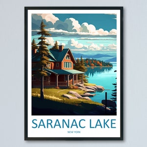 Saranac Lake Travel Print Wall Art Saranac Lake Wall Hanging Home Décor Saranac Lake Gift Art Lovers New York State Art Gift Lover Poster