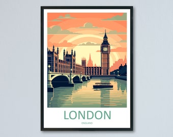 Impressão de viagem em Londres Arte de parede para pendurar em Londres Decoração de casa Presente de Londres Amantes da arte Inglaterra Presente para amantes da arte Presente de viagem em Londres