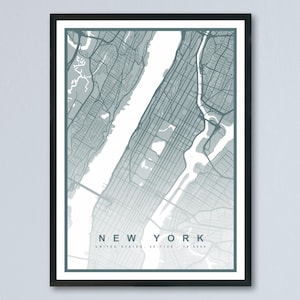 Impression de carte de New York (8 COULEURS DISPONIBLES) Affiche de la ville de New York, art mural NYC, déco Manhattan, art urbain de carte de New York, illustration