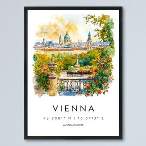 Vienna Watercolor Poster Vienna Travel Print Vienna Wall Art Vienna Cityscape Painting Vienna Souvenir Austria Decor