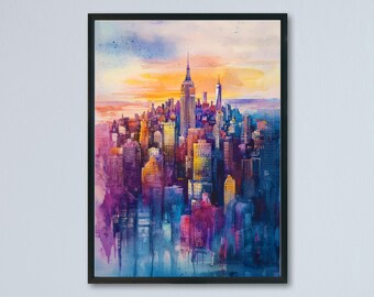 New York watercolor poster Wall Art New York Wall Hanging Home Décor New York Gift Art Lovers New York Art Lover Gift New York wall art