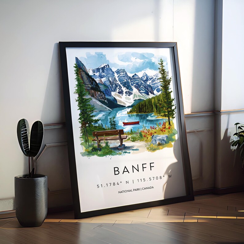 Banff Watercolor Poster Banff Travel Print Banff Wall Art Banff ...