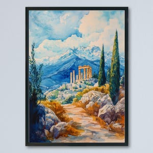 Mount Olympus Watercolor Poster Wall Art Mount Olympus Wall Hanging Home Décor Mount Olympus Gift Art Lovers Greece Wall Art