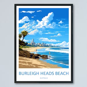 Burleigh Beach Travel Print Wall Art Burleigh Beach Wall Hanging Home Décor Burleigh Beach Gift Art Lovers Wall Art Australia Poster Art