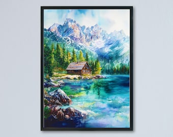 Affiche aquarelle des montagnes Tatras, art mural, tenture murale des montagnes Tatras, décoration d'intérieur, cadeau des montagnes Tatras pour les amateurs d'art, oeuvre d'art mural en Pologne