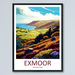 Exmoor Travel Print Wall Art Exmoor Wall Hanging Home Deco National Park Gift Exmoor Lovers Wall Art Print Exmoor National Park Wall Art