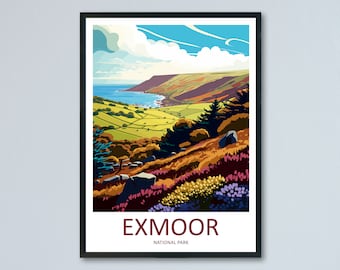 Exmoor Travel Print Wall Art Exmoor Wall Hanging Home Deco National Park Gift Exmoor Lovers Wall Art Print Exmoor National Park Wall Art