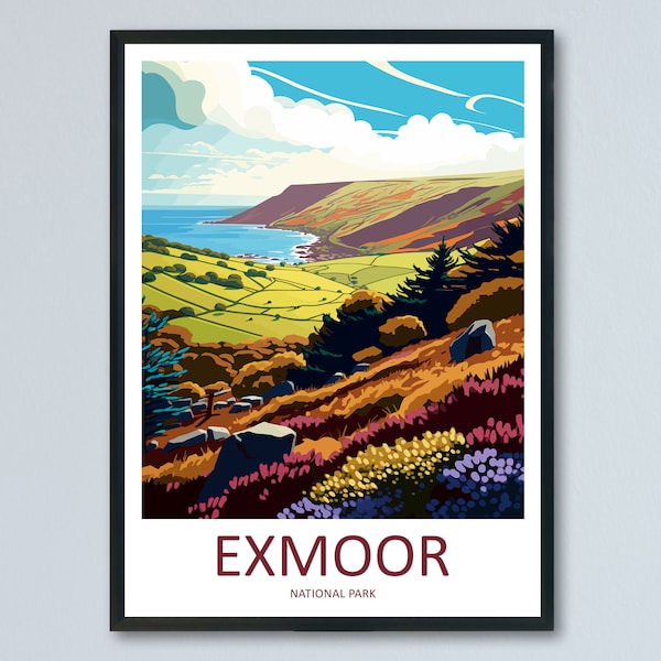 Exmoor Travel Print Wall Art Exmoor Wall Hanging Home Deco National Park Gift Exmoor Lovers Wall Art Print Exmoor National Park Wall Art