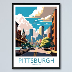 Pittsburgh Travel Print Wall Art Pittsburgh Wall Hanging Home Décor Pittsburgh Gift Art Lovers Pennsylvania Art Lover Travel Poster