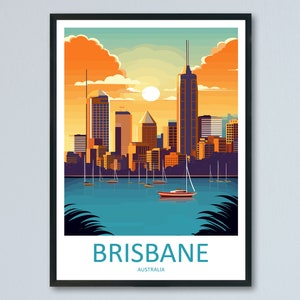 Brisbane Travel Print Wall Art Brisbane Wall Hanging Home Décor Brisbane Gift Art Lovers Wall Art Australia Travel Print Brisbane Decor