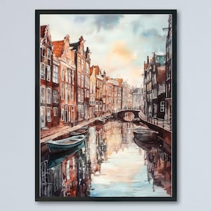 Amsterdam Watercolor Poster Amsterdam Travel Print Amsterdam Wall Art Amsterdam City Painting Amsterdam Souvenir Netherlands Decor