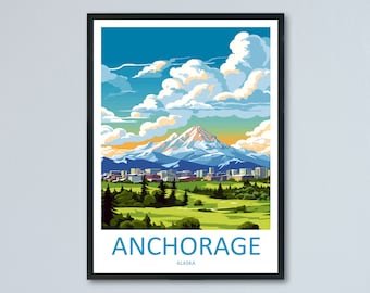 Anchorage Travel Print Wall Art Anchorage Wall Opknoping Home Decor Anchorage Gift Art Lovers Alaska Art Lover Gift Anchorage Gift