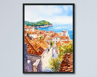 Dubrovnik Watercolor Poster Wall Art Dubrovnik Wall Hanging Home Décor Dubrovnik Gift Art Lovers Croatia Wall Art Dubrovnik Travel Poster