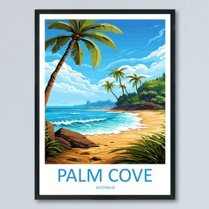 Impresión de viaje de Palm Cove, arte de pared, colgante de pared de Palm Cove, decoración del hogar, regalo de Palm Cove, arte de pared para amantes del arte, póster de Australia Deco