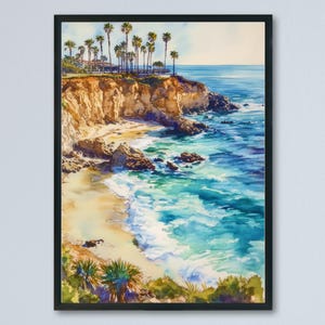 La Jolla Cove Watercolor Poster La Jolla Cove California Travel Print Wall Art La Jolla Cove Home Decor La Jolla Cove Gift Art Lovers