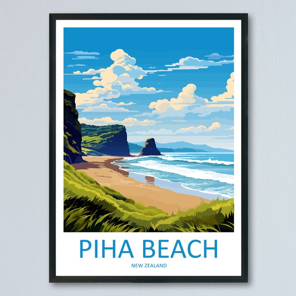 Piha Beach Travel Print Wall Art Piha Beach Wall Hanging Home Décor Piha Beach Gift Art Lovers New Zealand Art Lover Gift Piha Beach Gift