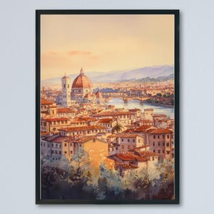 Florence Watercolor Poster Florence Travel Print Florence Wall Art Florence Cityscape Painting Florence Souvenir Italy Decor