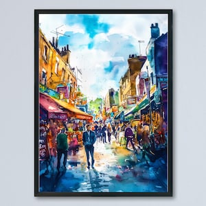 Camden Market watercolor poster Wall Art Camden Market Wall Hanging Home Décor Camden Market Gift Art Lovers England Art Lover Gift
