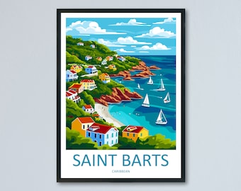 Impresión de viaje de San Bartolomé, decoración del hogar de San Bartolomé, impresión artística de San Bartolomé, impresión de pared de San Bartolomé para el Caribe, regalo para San Bartolomé, arte de pared de San Bartolomé, póster de San Bartolomé