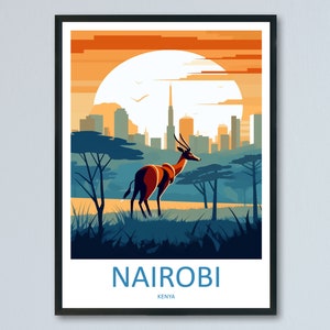 Nairobi Travel Print Wall Art Nairobi Wall Hanging Home Décor Nairobi Gift Art Lovers Kenya Art Lover Gift Kenya Travel Print