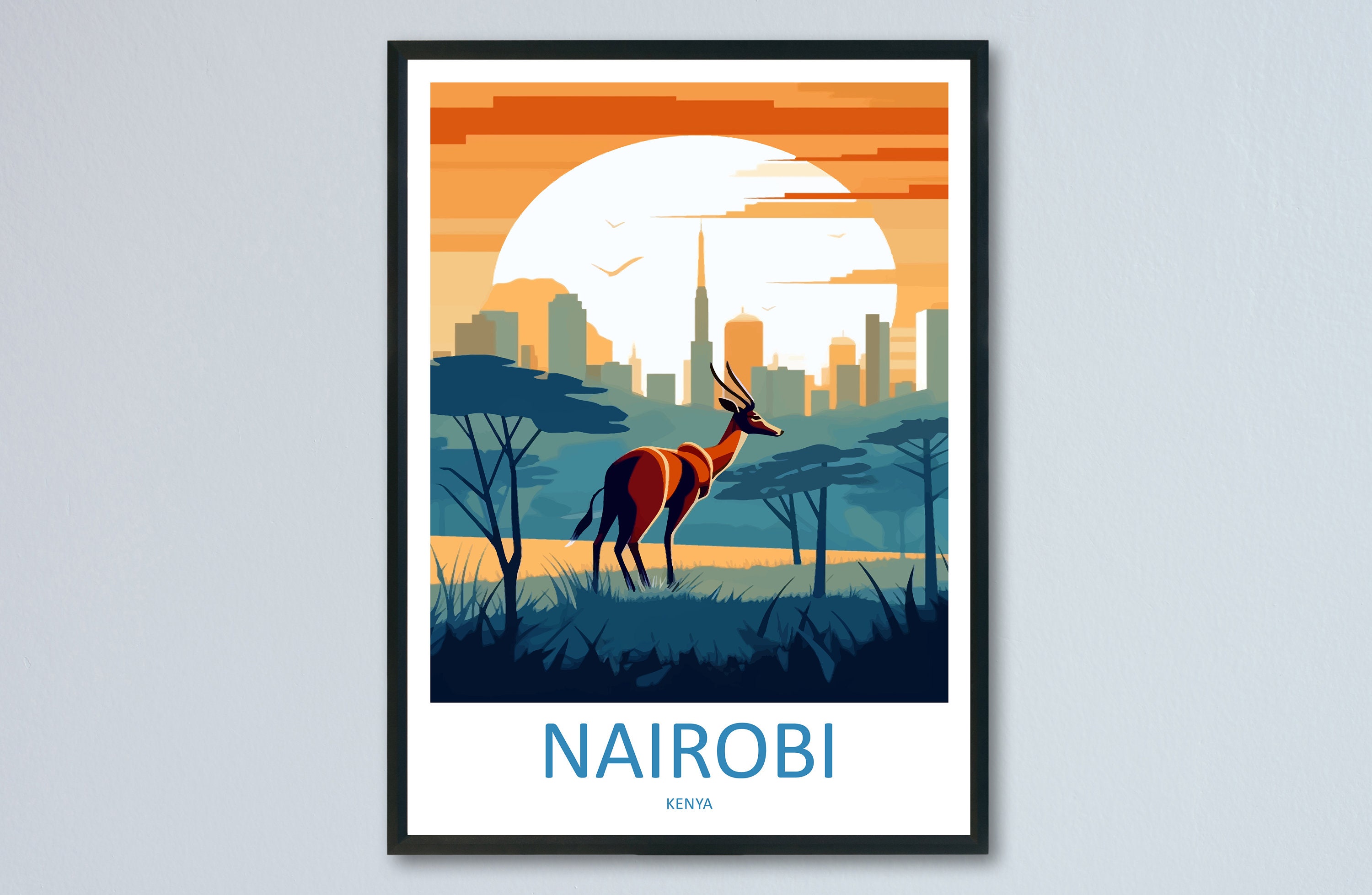 Impresión de viaje de Nairobi, arte de pared, colgante de pared de Nairobi,  decoración del hogar, regalo de Nairobi, amantes del arte, regalo para  amantes del arte de Kenia, impresión de viaje, image size:3000x1957