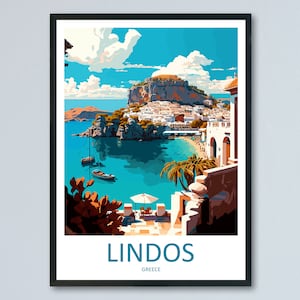 Lindos Travel Print Wall Art Lindos Greece Wall Hanging Home Decoration Lindos Gift Art Lovers Wall Art Print Lindos Greece Wall Art