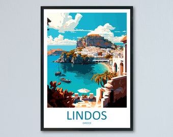 Lindos Travel Print Wall Art Lindos Greece Wall Hanging Home Decoration Lindos Gift Art Lovers Wall Art Print Lindos Greece Wall Art