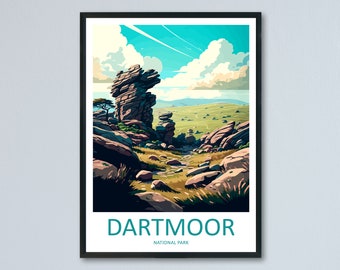 Dartmoor Travel Print Wall Art Dartmoor Wall Hanging Home Deco National Park Gift Art Lovers Wall Art Print Dartmoor National Park Wall Art