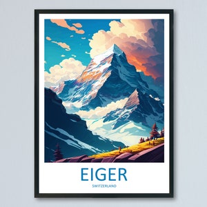 Eiger Travel Print Wall Art Eiger Wandbehang Home Décor Eiger Geschenk Kunstliebhaber Schweiz Kunstliebhaber Geschenk Eiger Reisekunst