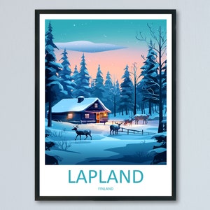 Impresión de viaje de Laponia Decoración del hogar de Laponia Impresión artística de la isla de Finlandia Impresión de pared de Laponia para regalo de Finlandia Colgante de pared Decoración artística de Laponia